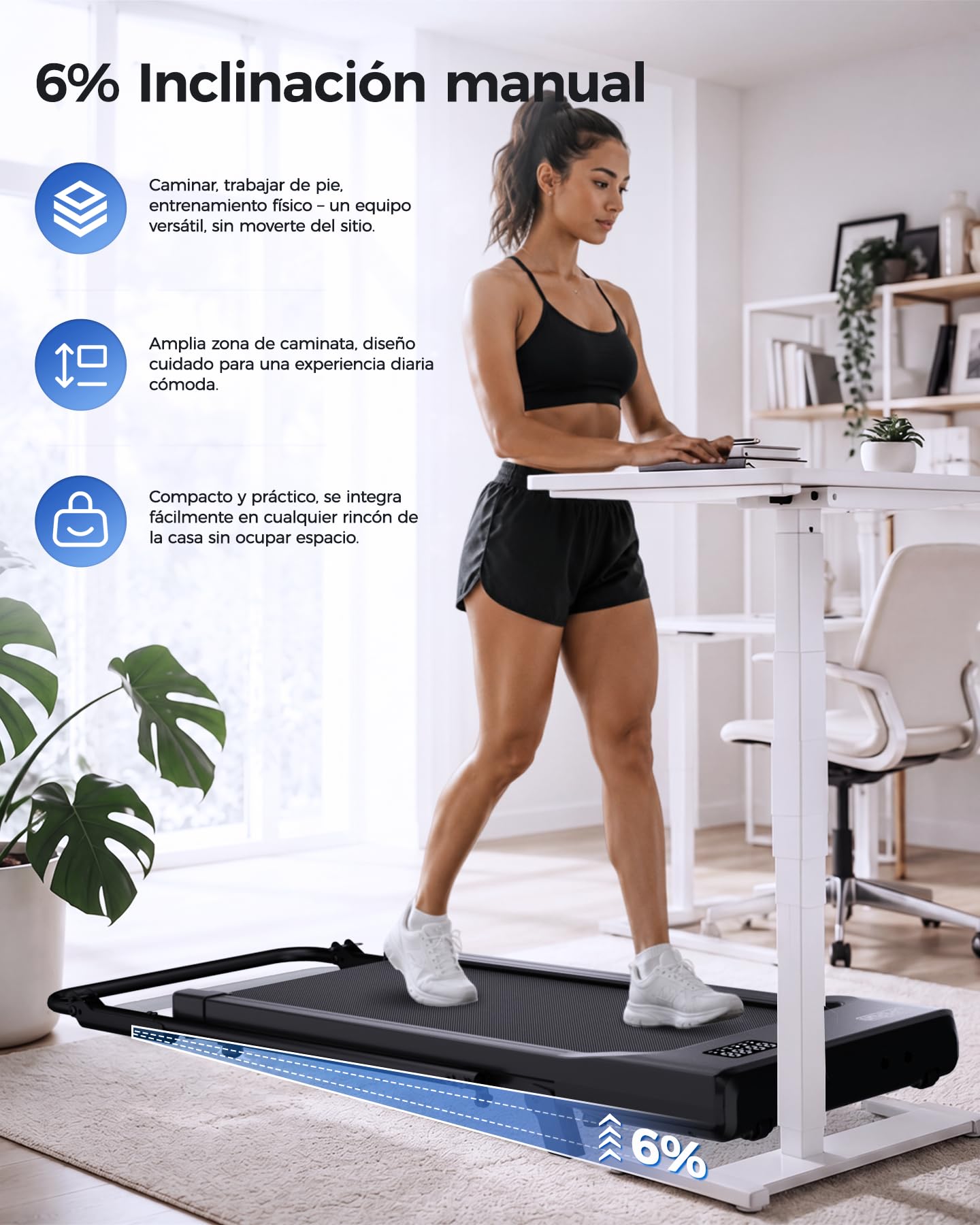 Copant Raceable Cinta de Correr para Oficina y Casa, Cinta de Andar 2,5 HP, Walking Pad Capacidad de Peso 136KG, Cinta Caminar Passadeira, Adecuado para Dispositivo Portatil Alta Tecnología