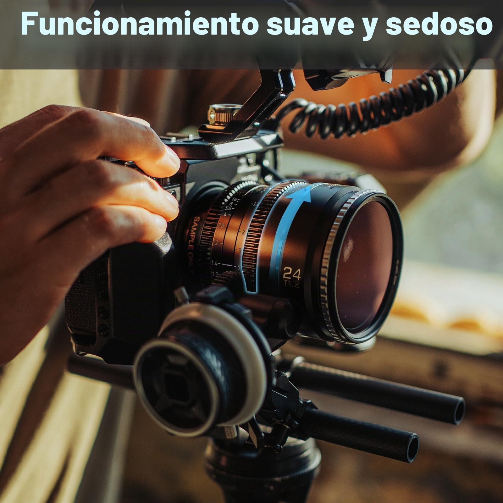 SIRUI Night Walker 24mm Lente de Cine S35/APSC con Enfoque Manual, Lente de Gran Apertura T1.2 para RF Cameras, para Red Komodo, R7, R10, C70, R50 (MS24R-B, RF, Negro)
