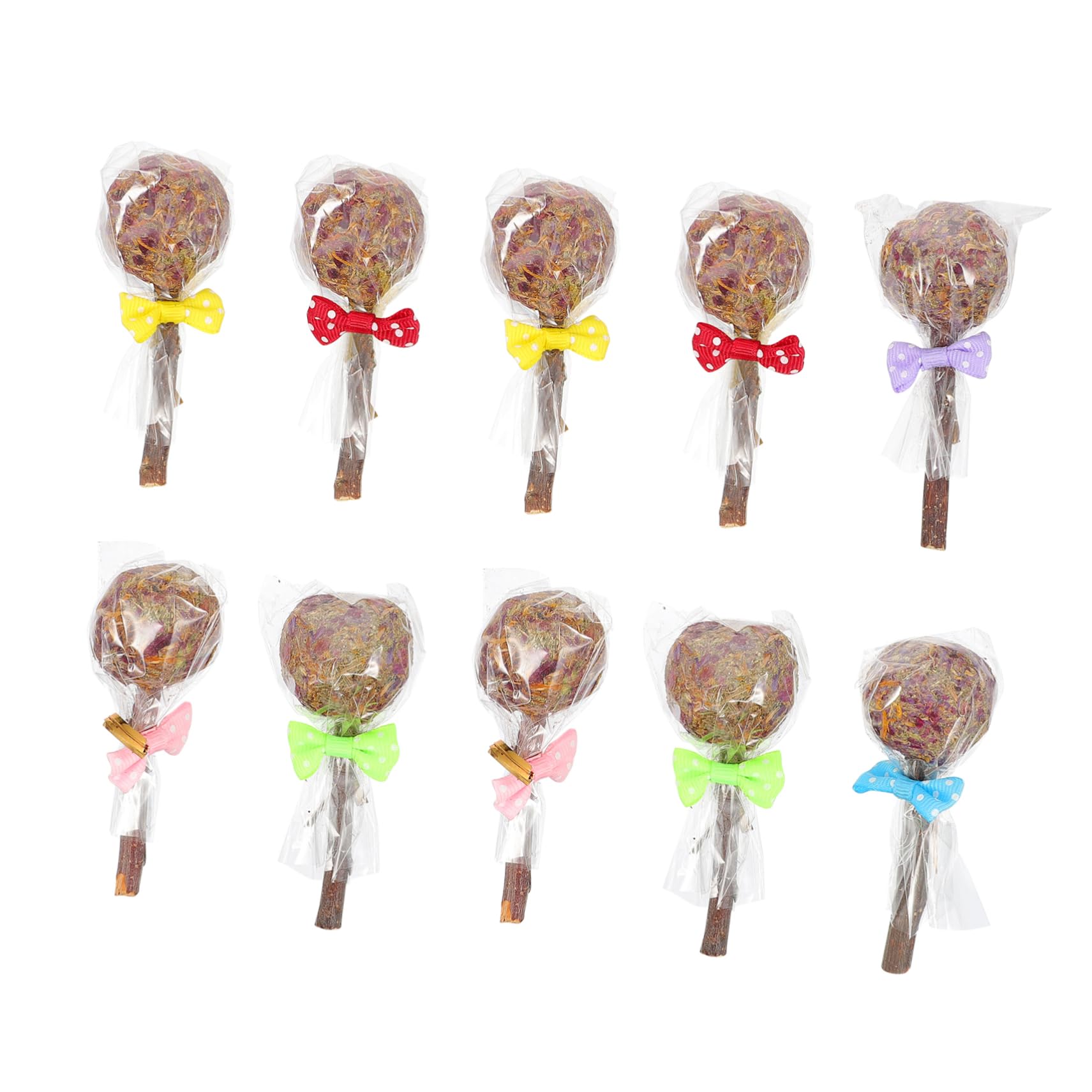 BESPORTBLE 10pcs Rabbit Teething Lollipops for Small Pets Branch Chew Toys Molar Grinding Sticks for Hamsters and Guinea Pigs Random Color Accessories