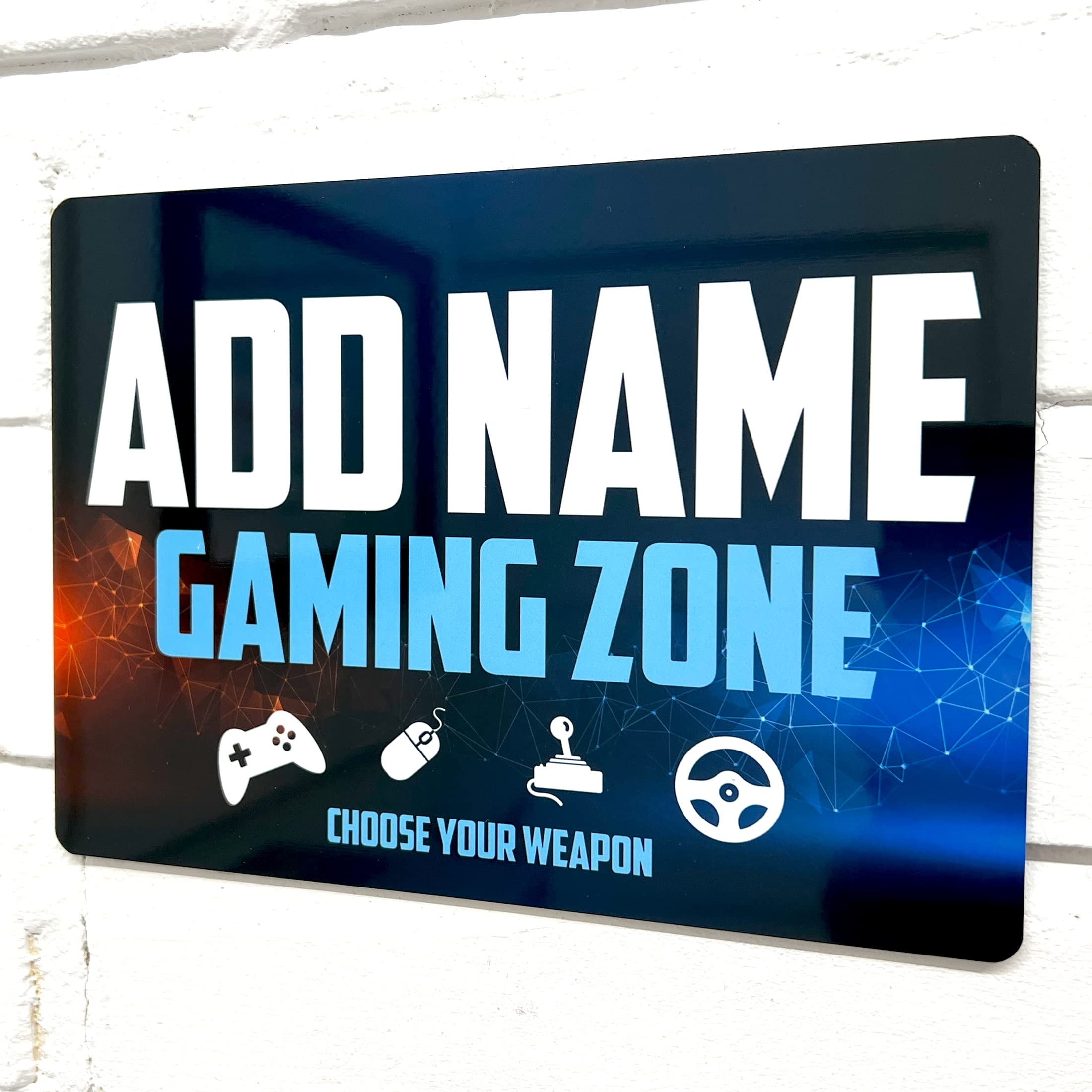 Shopquality4u Gaming Zone Neural D11 Personalised Metal Gamer Sign - Customised Printed Wall Art Plaque A4 Gaming Zone Neural