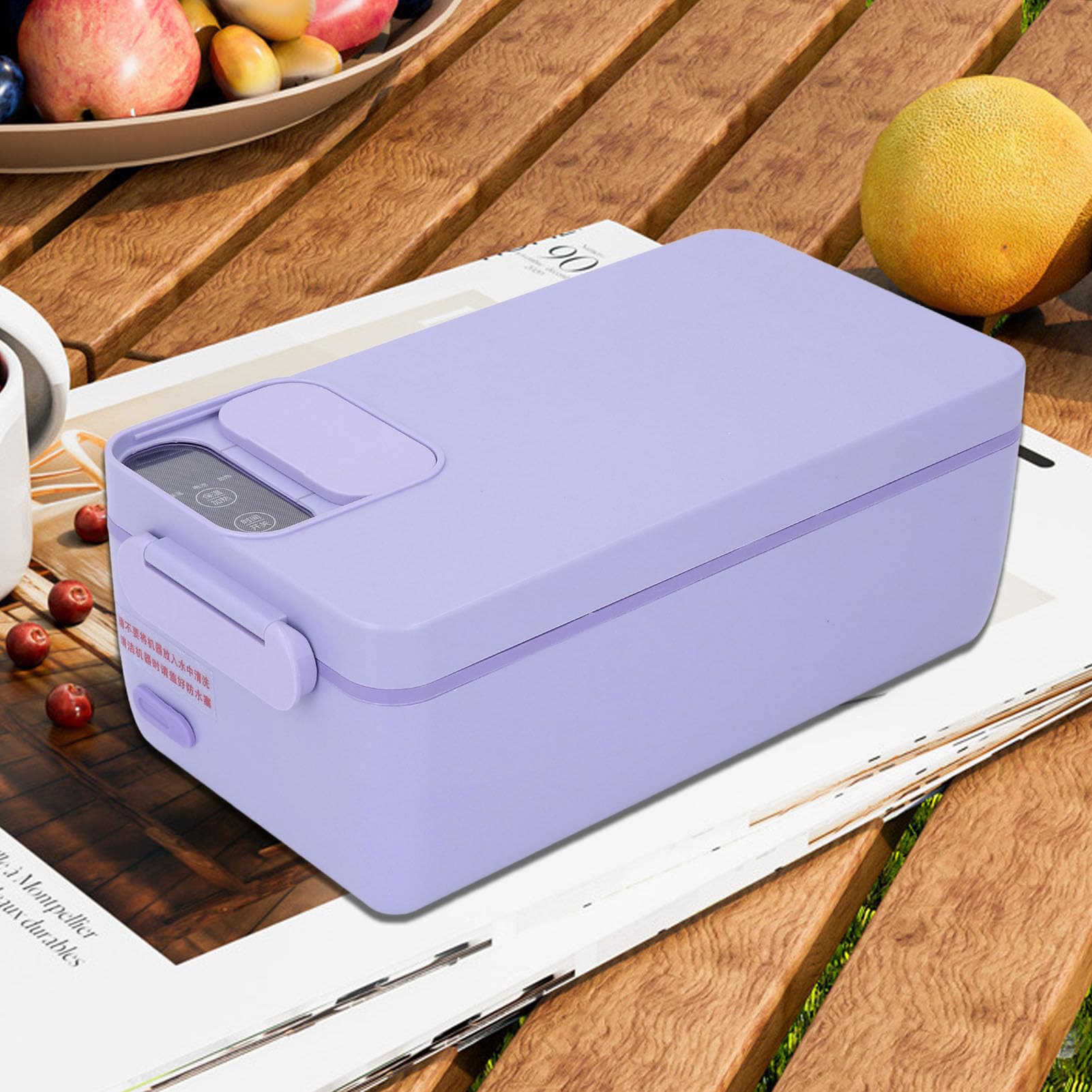 KUIDAMOS Lunch Box con Riscaldamento Elettrico Portatile con capacità di 1 Litro, Funzione di Riscaldamento Rapido per Viaggi in Ufficio Scolastico, in Plastica, Acciaio Inossidabile 304 (Viola)