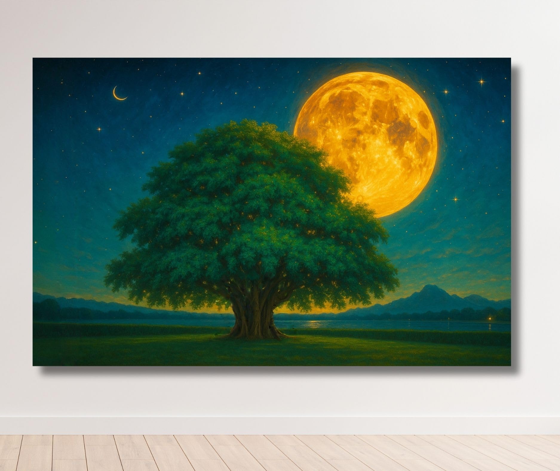 Kunj Cart: Unframed Kalpvriksha Tree Painting For Wall | Moonlit