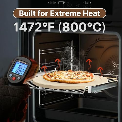 Miniatura 2 de Piedra redonda de pizza de cordierita de 14 pulgadas para hornear, acampar y cocinar al aire libre