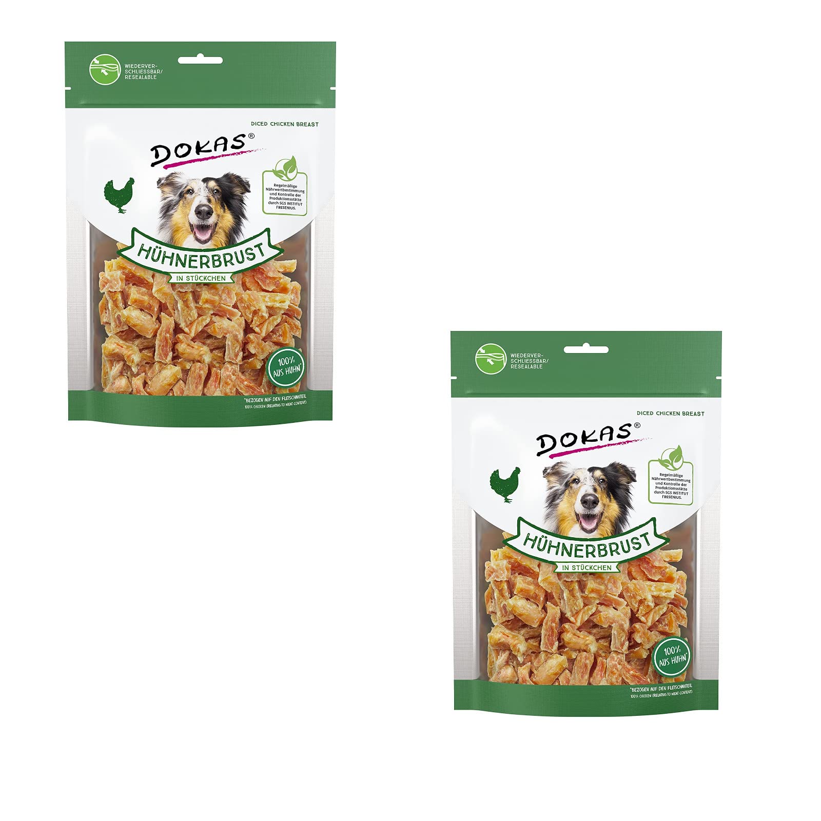 Dokas Dog HÜHNERBRUST in Stückchen für Hunde - Doppelpack - 2 x 200 g