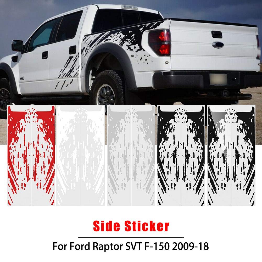 DesirePath Universal Car Auto Body Side Bed Mud Splash Kit Racing Decal Sticker Vinyl Decoration Accessories for Ford Raptor SVT F-150 2009-2018 Red