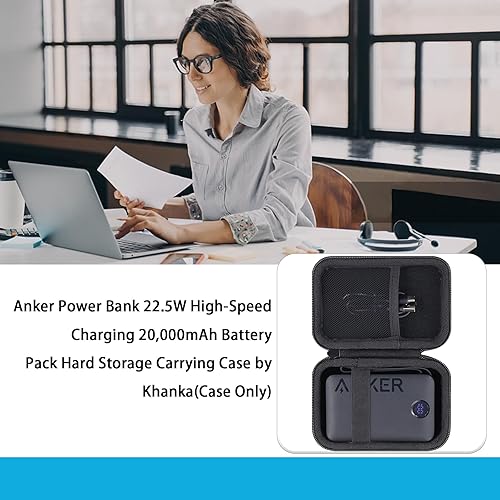 Miniatura 8 de khanka Estuche rígido para cargador portátil Anker de 20,000 mAh, cargador de batería de carga de alta velocidad de 22.5 W con cable USB-C integrado
