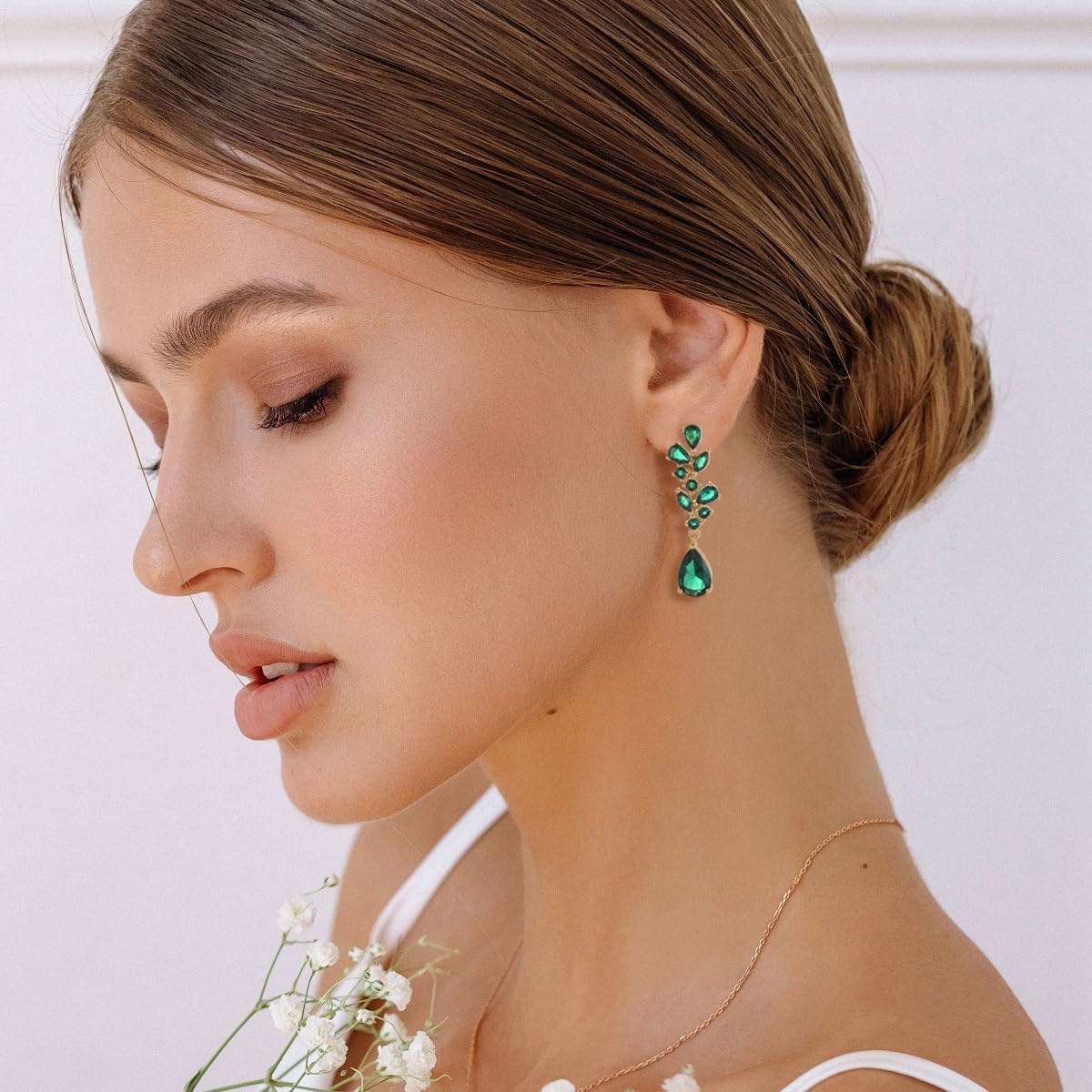 Teardrop Wedding Bridal Dangle Earrings for Brides Birdesmaid,Crystal Cubic Zirconia Chandelier Dangling Earring Gold/Silver Plated Diamond Drop Earrings for Prom Pageant - Image 5