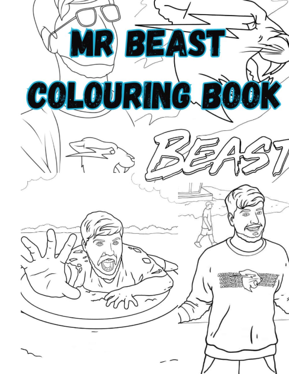 Mr Beast Inspired Colouring Book For All Ages: 40 full pages of Mr Beast images - Perfect gift for Mr Beast fans
