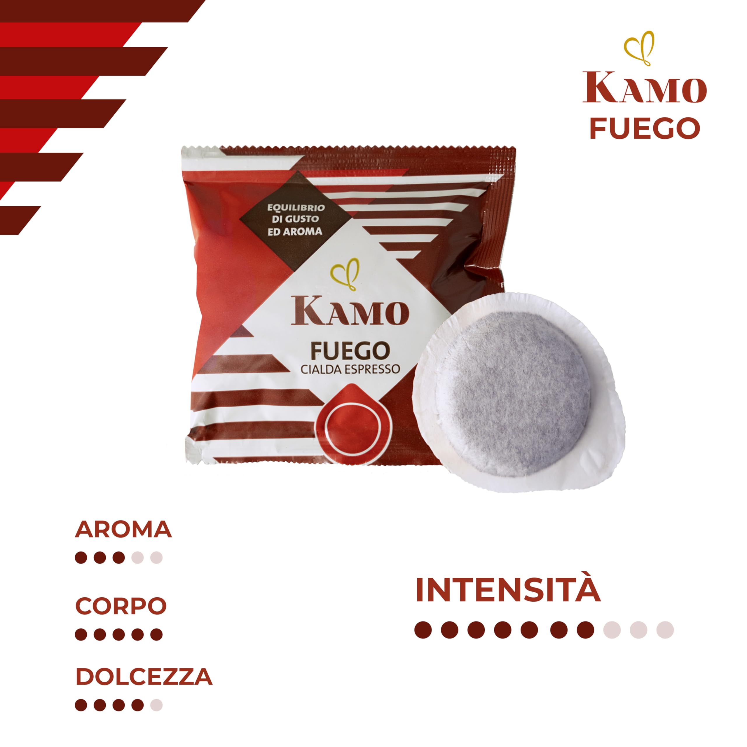 Kamo Cialde Caffè 400 pezzi Fuego Cremoso Miscela Originale cialde compatibili ESE44 da 7 gr