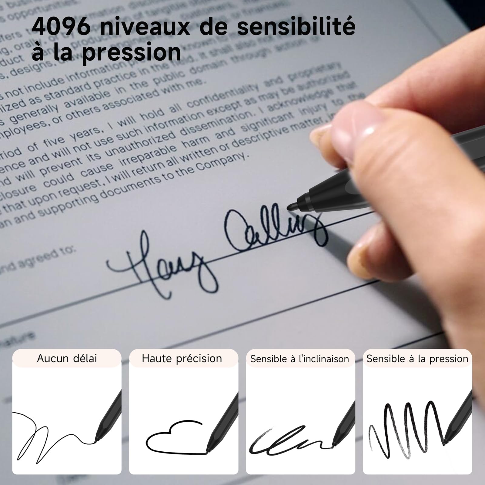 Stylet pour Remarkable 2, Stylet EMR avec Gomme, Sensible à l'inclinaison, Niveau de Pression 4096, Rejet de Paume et Adsorption Magnétique, Stylus Compatible avec Remarkable 2/1/Kindle Scribe
