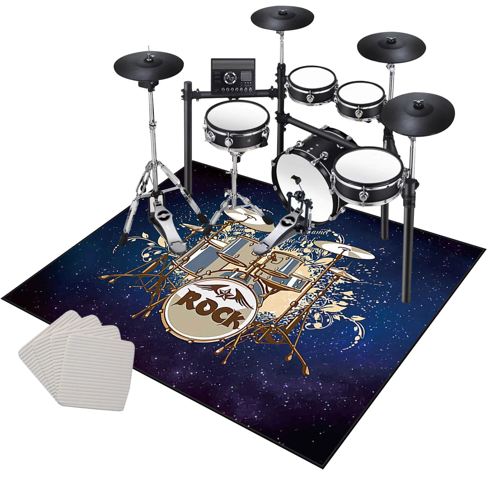 Tappeto per Batteria Professionale Tappetino Insonorizzato 120 x 80 cm Tappeto Drum Tappeto a Tamburo Tappetino per Batteria Elettronica Tappetino per Tamburo Insonorizzato Tappetini per Batterie