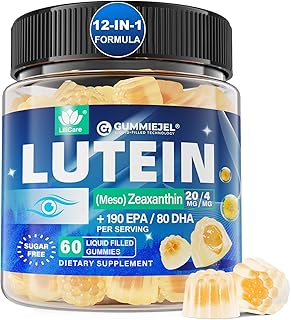 Lutein 20mg 40mg and Zeaxanthin Supplements for Eyes, Lutein Gummies with Omega 3, Saffron, Zinc, Bilberry & Goji Berry for Vision Support - Eye Vitamins Gummies for Seniors - Vegan, Sugar Free, 60ct