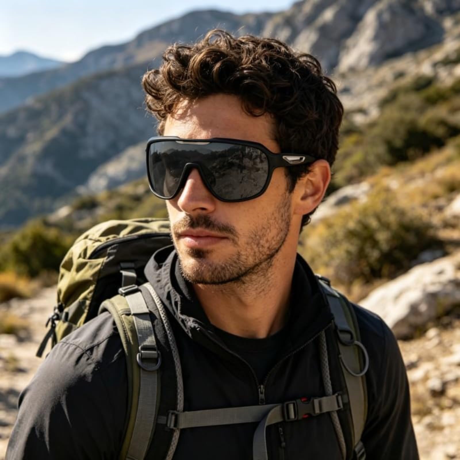 Gafas Deportivas de Sol Polarizadas UV400, Lentes Panorámicas Antideslumbrantes Y Antiniebla, Montura TR90 Ligera Para Ciclismo Running Aire Libre