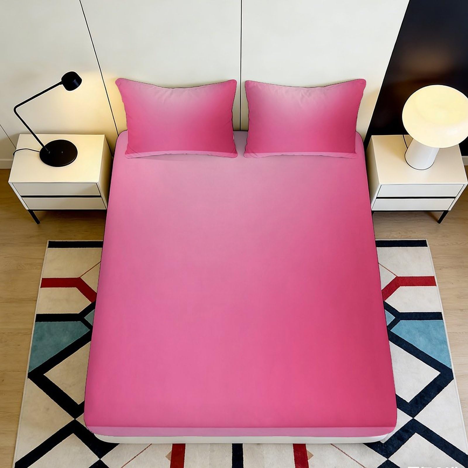 Stylish Pink 3D Printed Fitted Sheet Microfiber soft touch wrinkle resistant for master bedroom guest room bedding decor 120x200x25cm