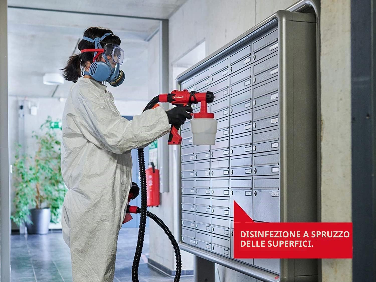 Einhell TC-SY 400 P Pistola a spruzzo (tensione 220-240 V, potenza 400 W, portata 500 mL/min, serbatorio 800 mL, incl. Doppio ugello, viscosimetro)