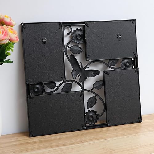 Miniatura 6 de Marco de fotos de apertura de metal, 4 aperturas, marco de fotos para colgar en la pared: efecto 3D, diseño simple, fácil de instalar, material de