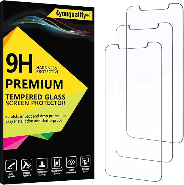 4youquality [3-Pack] iPhone 11 and iPhone XR Screen Protector, Tempered Glass Film [LifetimeWarranty][Scratch-Resistant][Anti-Shatter] Screen Protector for Apple iPhone XR and iPhone 11 (6.1 inch)