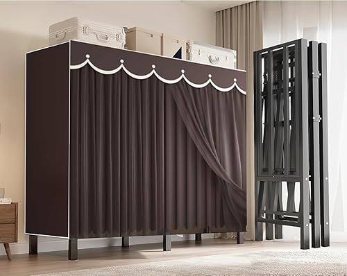 Armario portátil resistente con funda, perchero plegable cubierto para colgar ropa, armario, sistema de armario, perchero independiente para