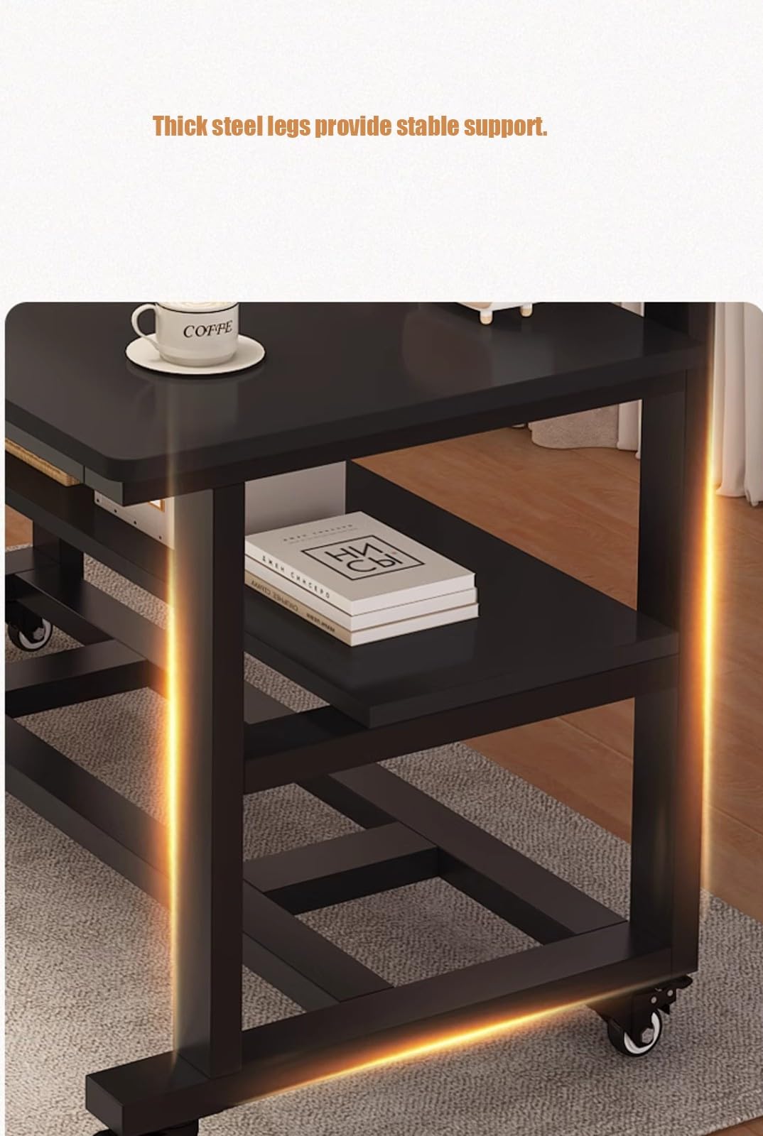 Bureau Mobile, Table d'étude Portable avec roulettes et Support, Poste de Travail pour la Maison ou Une Chambre d'étudiant, C, 110 cm