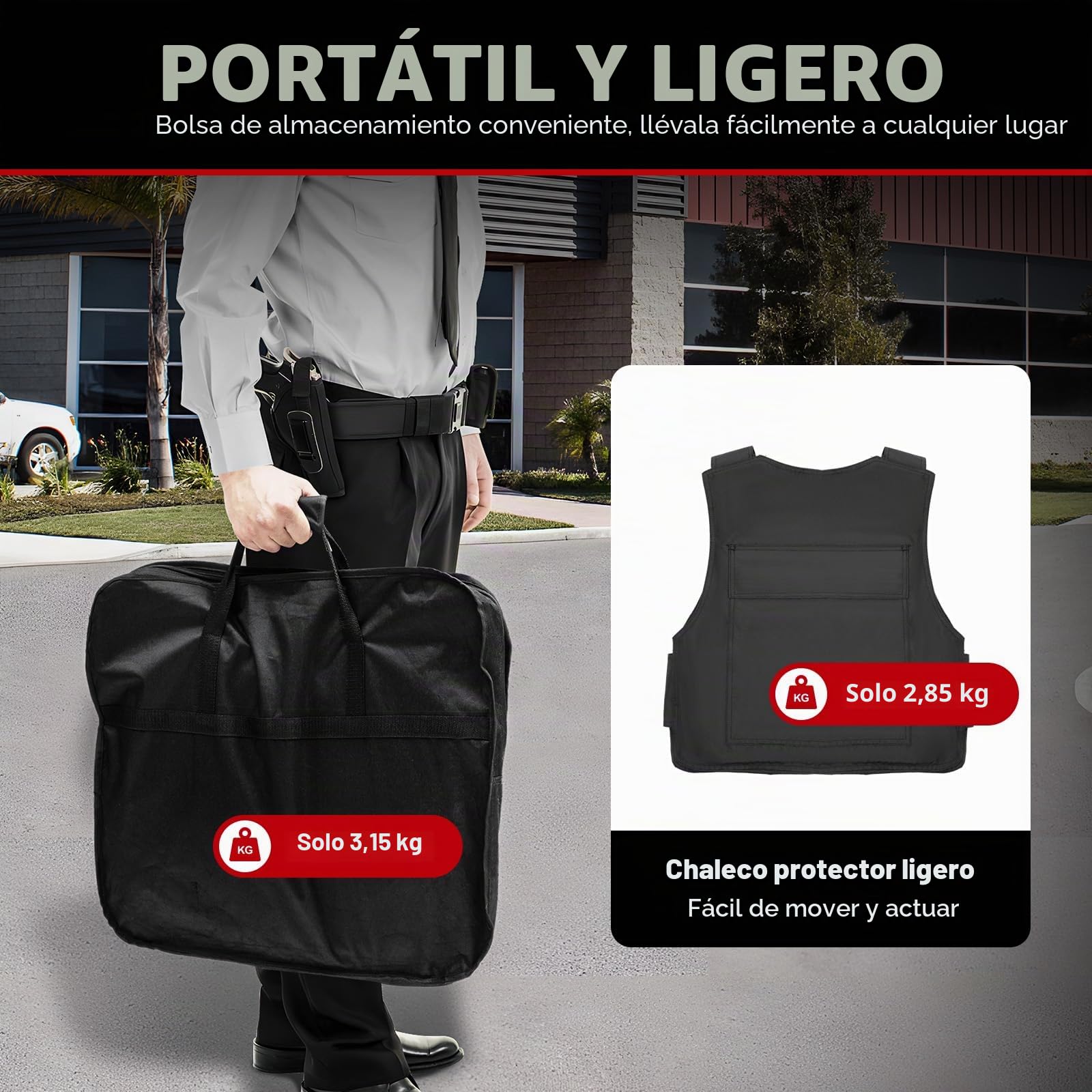 Chaleco antipuñaladas, chaleco de protección de seguridad, chaleco táctico a prueba de puñaladas, correa ajustable para el hombro/correa de cintura, con guantes + bolsa de almacenamiento, Negro