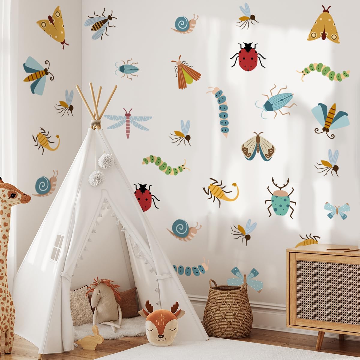 Insect Cartoon Wall Sticker, Nursery Decor, Caterpillars