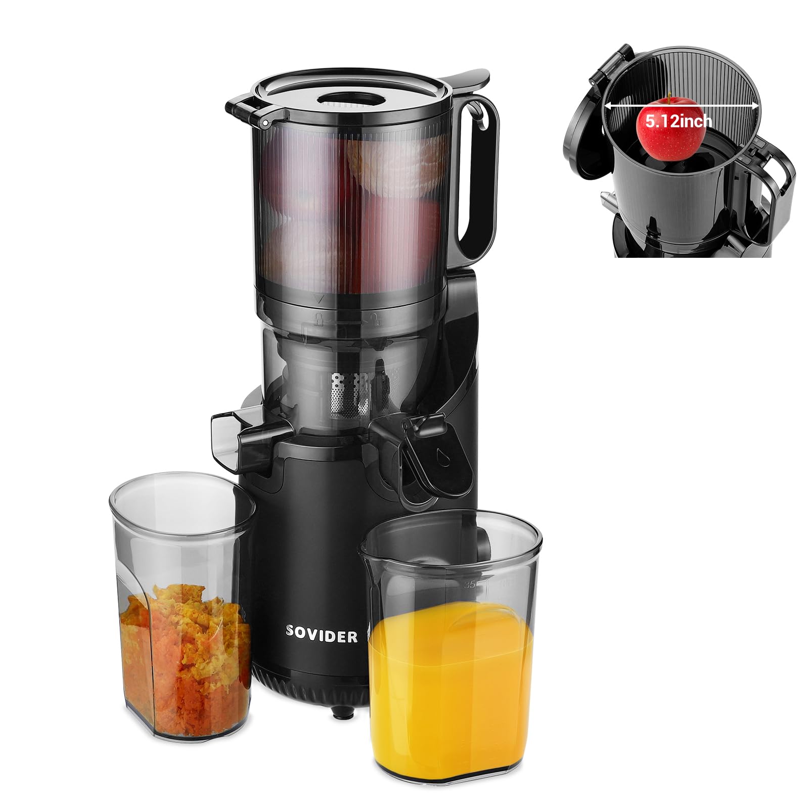 Cold Press Juicer Machine-Compact Juicer Machines Up to 92 Juice Yield 5 3 Wide Chute for High Nutrient