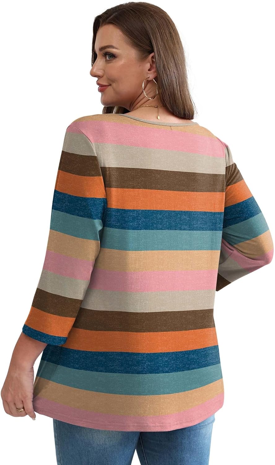 3/4 Length Sleeve Womens Tops Blouses for Women Dressy Casual Spring Fashion Clothing Crew Neck Babydoll Tops - Image 5