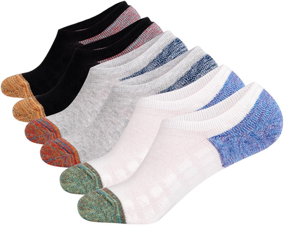 JOYNÉE Men's 6 Pack Casual Cushion Anti-Slid Cotton No Show Socks with Silicone