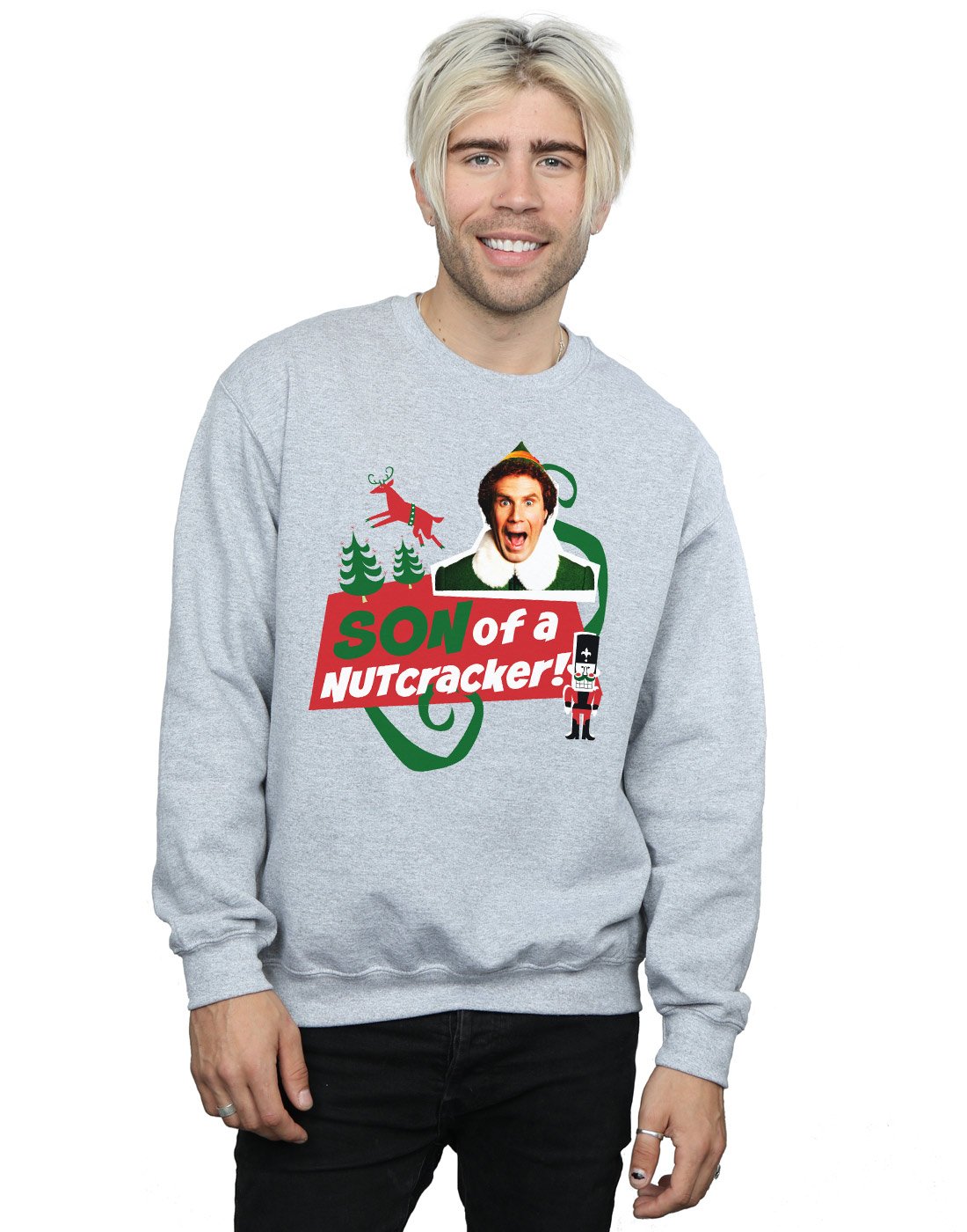 Absolute Cult Men's Sport Grey Elf Son Of A Nutcracker Sweatshirt XX-Large