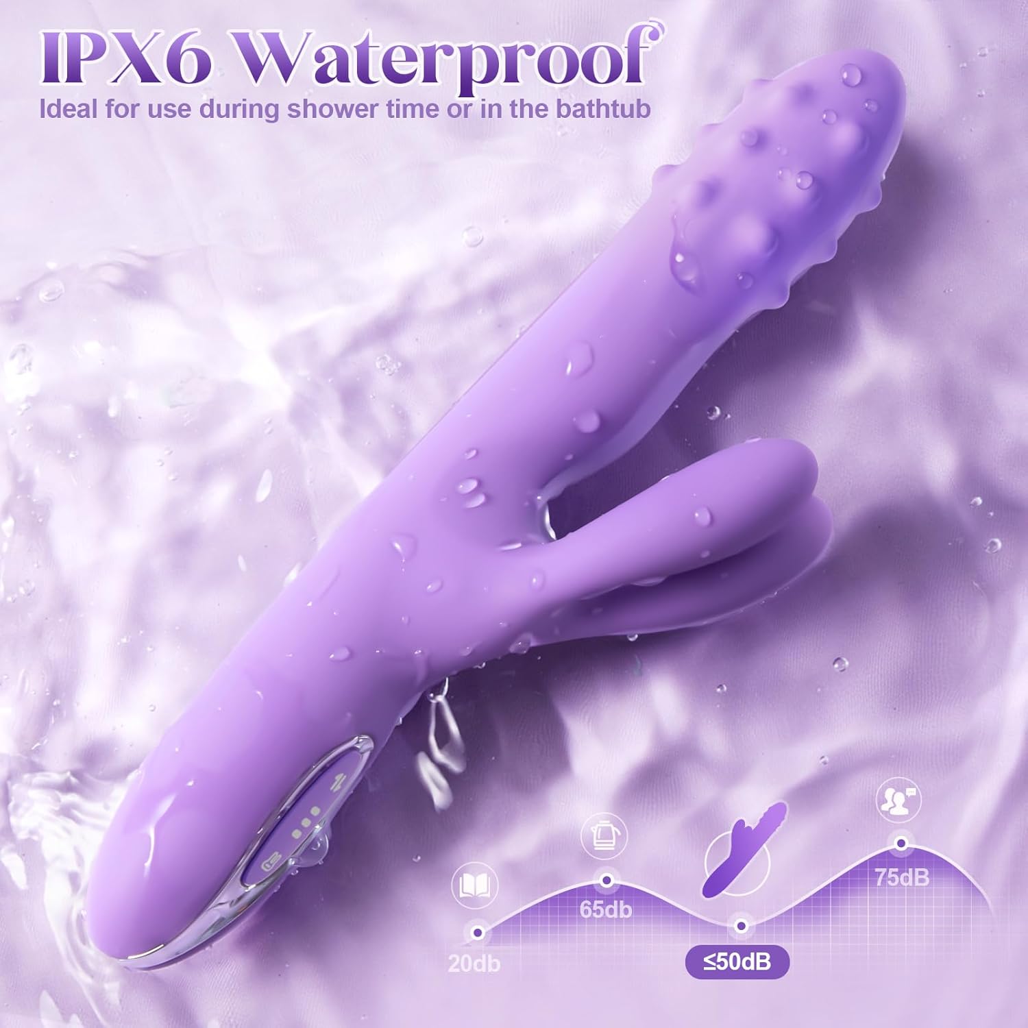 Vibrator Sex Toys Thrusting Dildo - Rolling G Spot Stimulator with Tri-Row 360°Rotating Beads + 10 Thrust + 10 Vibration for Dual Rabbit Ears, Ultra-Soft Liquid Silicone Adult Toy for Women Men Couple