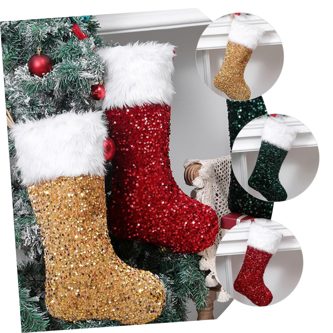 3pezzi Calza di Natale Appesa Borsa Regalo per Calze di Natale Decorazione per Albero di Sacchetto Regalo Calzini di
