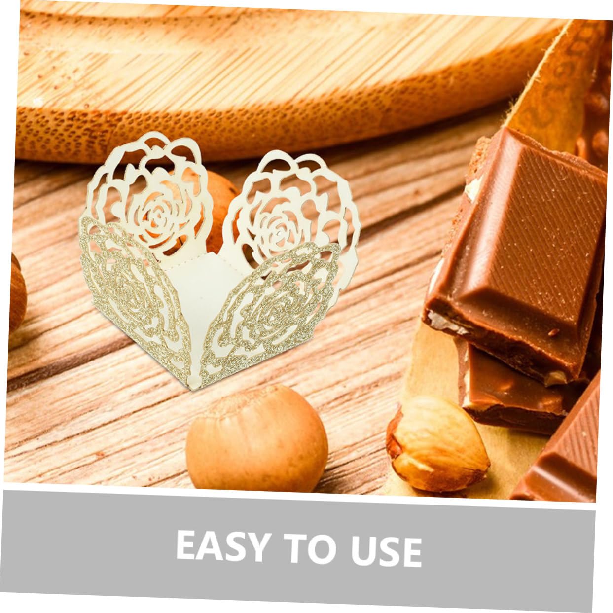 Envoltorios De Trufa Huecos Para Chocolate 100 Piezas, Papel Dorado Purpurina, Moldes Pequeños Para Cupcakes, Aptos Para Bodas y Fiestas, Decoración Elegante Para Postres