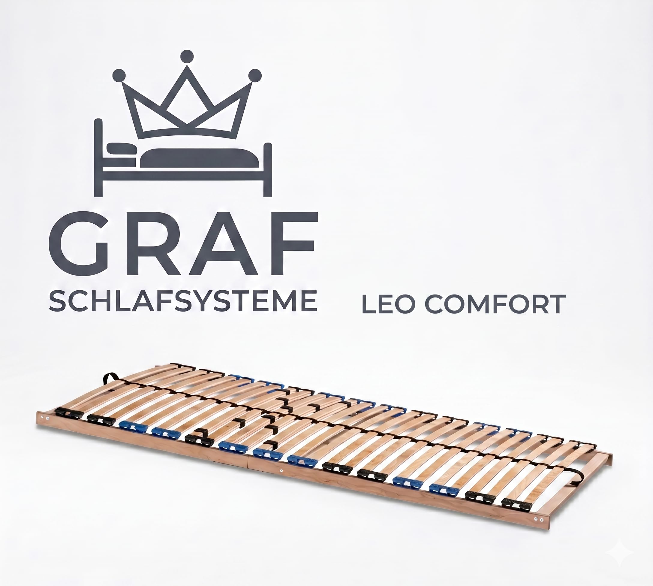 Generisch Leo Comfort Lattenrost 28 Leisten mit 10 Schieber Mittelgurt Verschiedene Größen Selbstmontage (120x200)