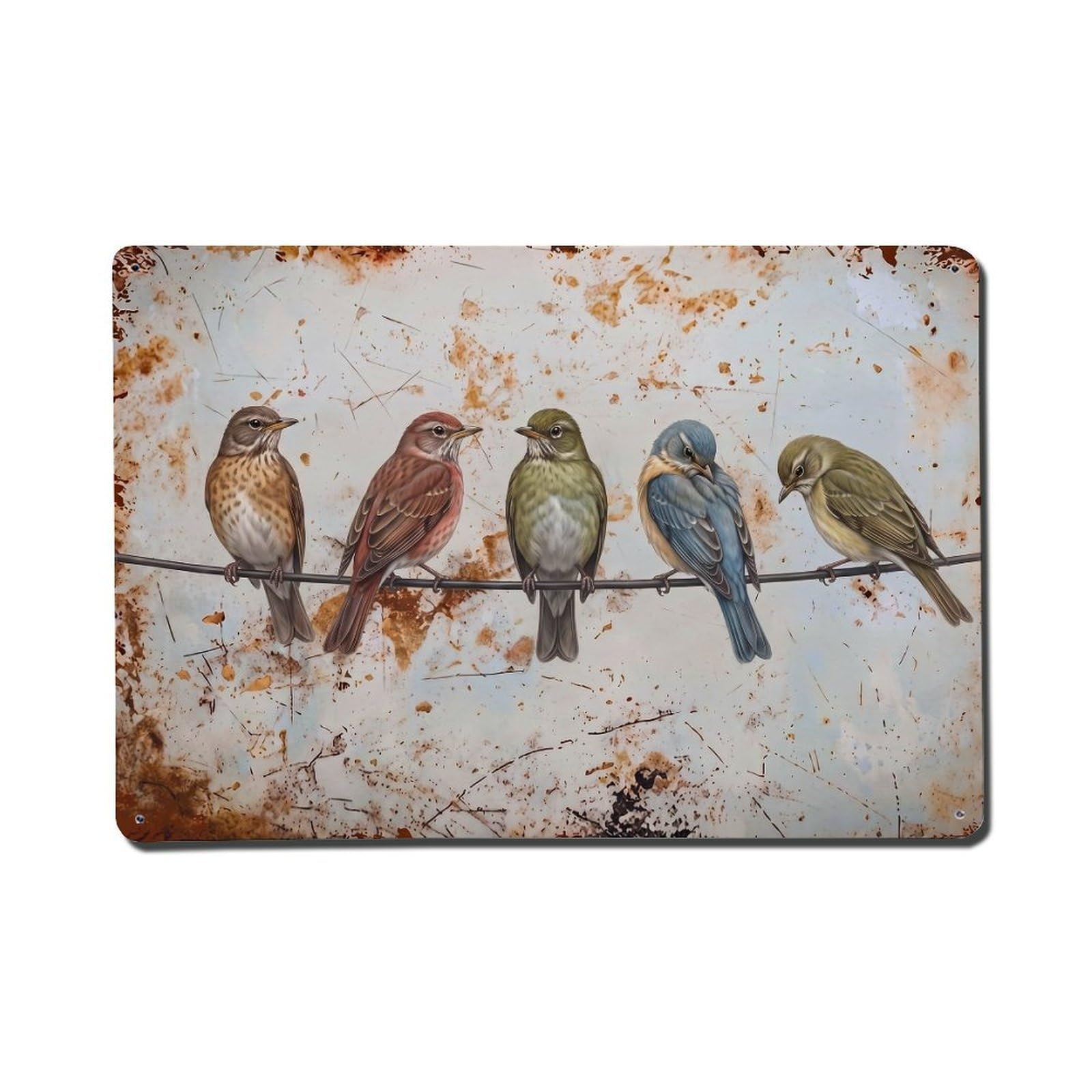 Vintage Retro Birds Thrush Metal Tin Sign