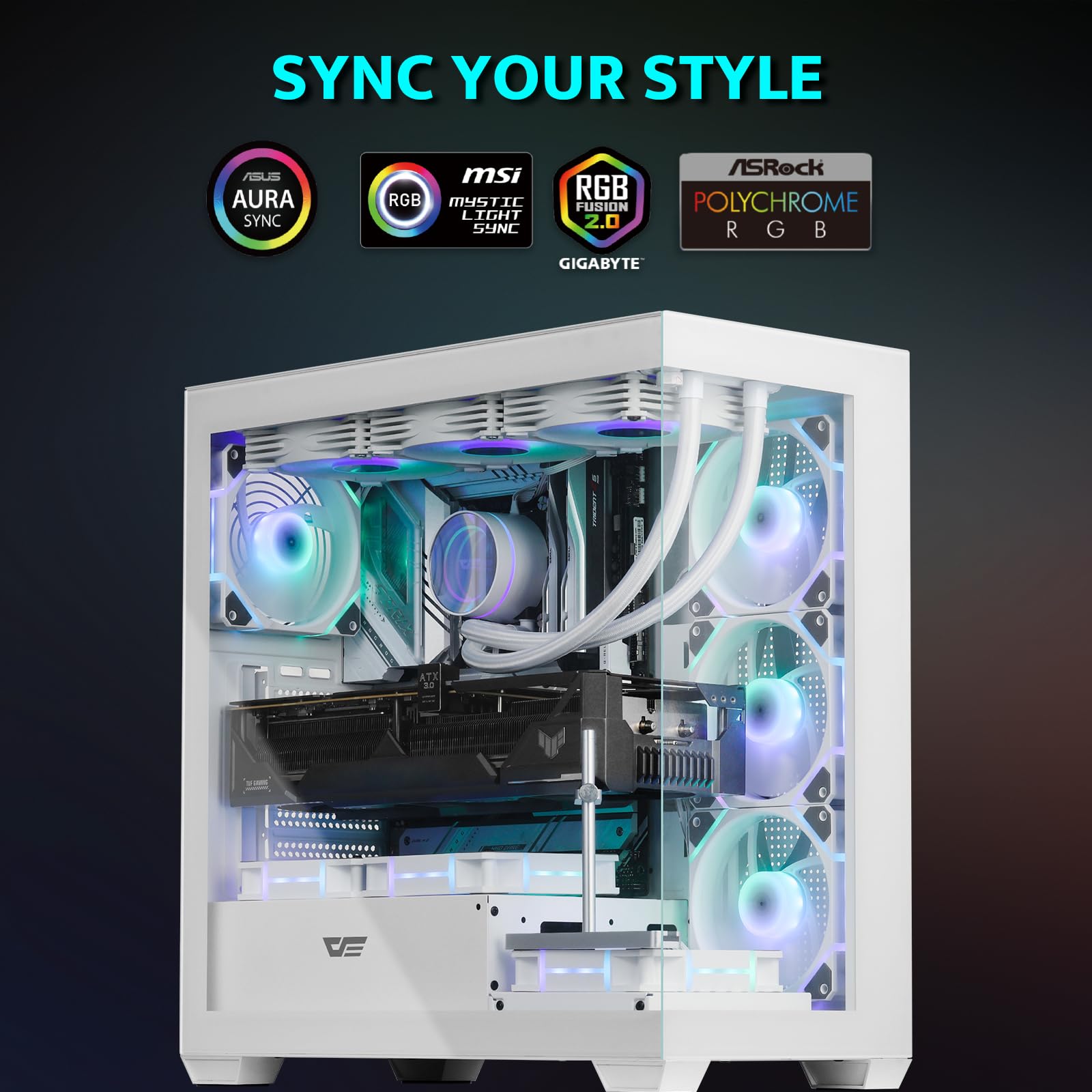darkFlash Paquete de 3 ventiladores de carcasa de PC de 120 mm con concentrador de controlador y control remoto, PWM ARGB Sync, ventiladores de refrigeración RGB direccionables para carcasa de