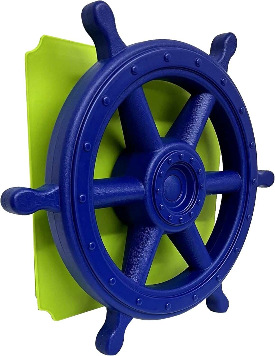 move and stic Placa de 40 x 40 con función de juego, placa de juego multifunción, con volante pirata, timón para torre de juegos, verde manzana y azul