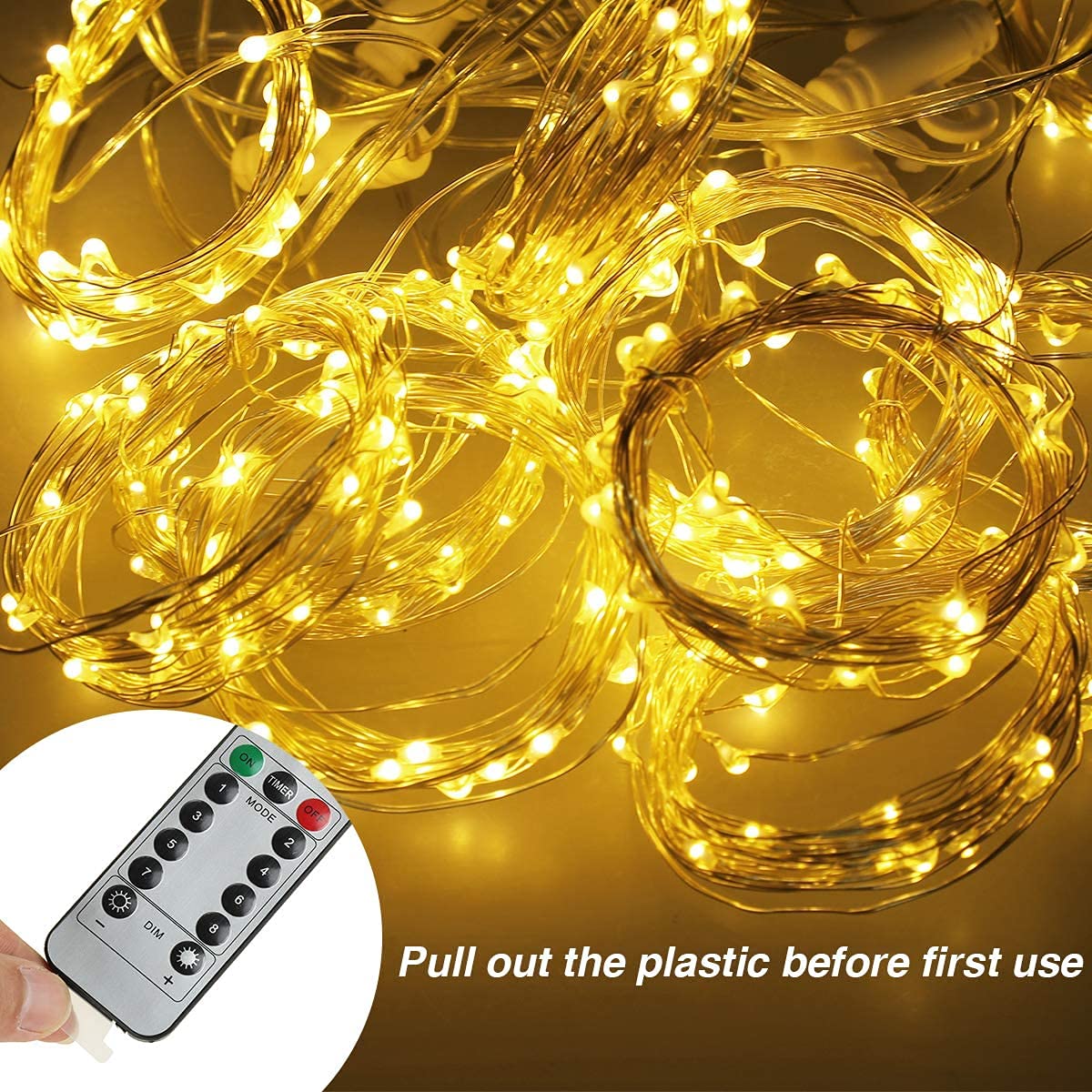 Cortina de Luces 3x3M 300 LED, Anpro Cortina Luces Navidad Christmas Decorations, 8 Modos, Blanca Cálida para Navidad,Decoracion Exteriores