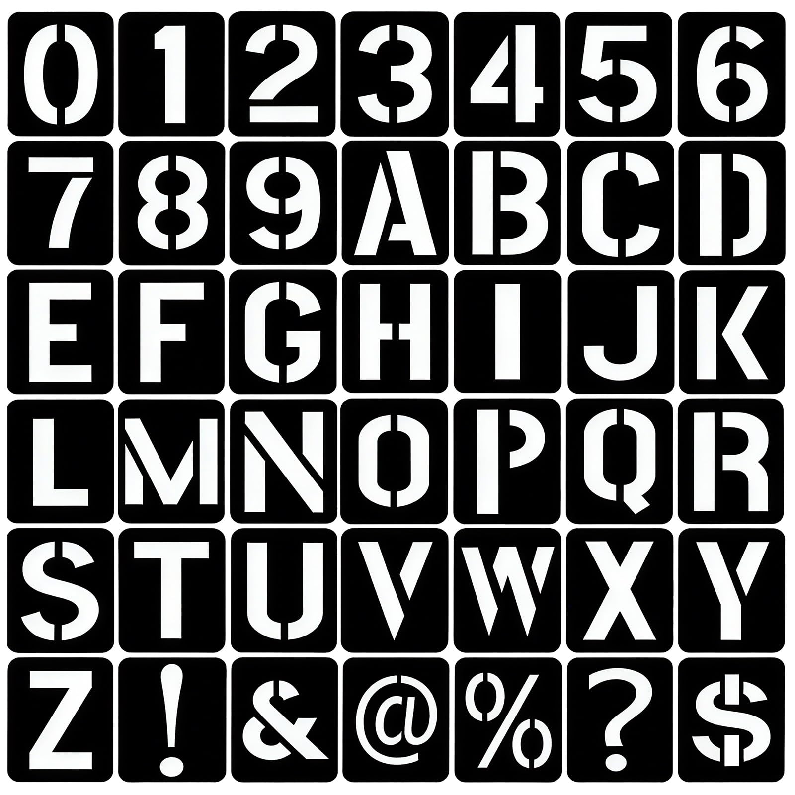 42 Pcs Letter Stencils, 3 Inch Alphabet Letter Symbol Numbers Stencils, Reusable Alphabet Template for Wood, Wall, Fabric, Rock, Signage, Door Porch, Chalkboard, DIY Projects