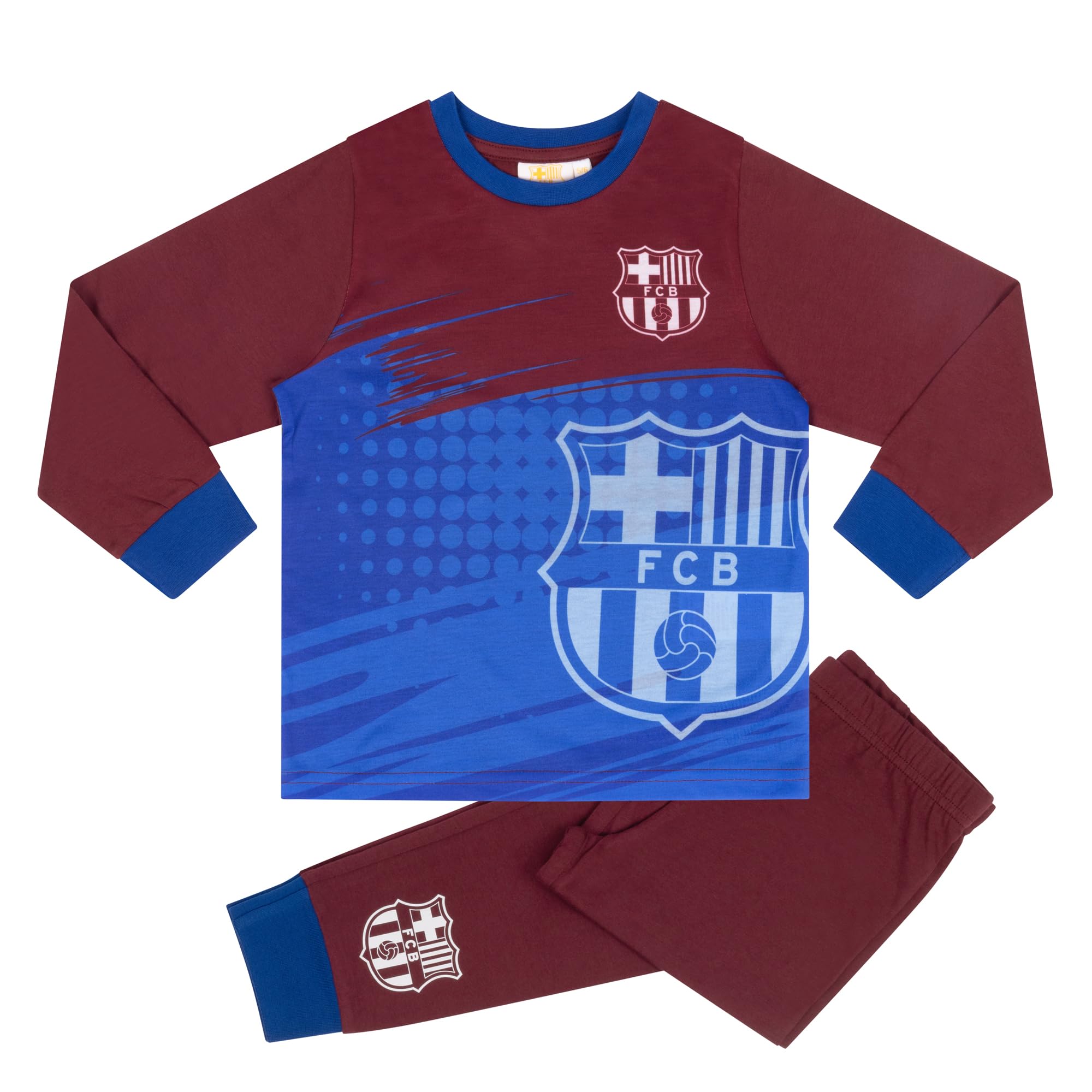 FCB FC Barcelona Long Sleeved Pyjama Set, 7-8 Years: 128cm, Red