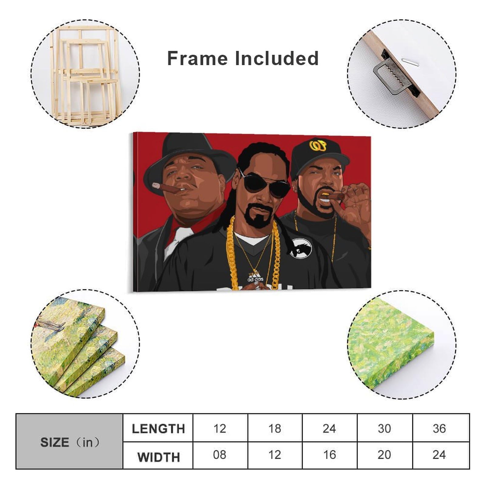 Poster artistico da parete con motivo cantante rap hip hop e tutte le stelle (5) (1), stampa artistica da parete, poster decorativo per la casa, 40 x 60 cm