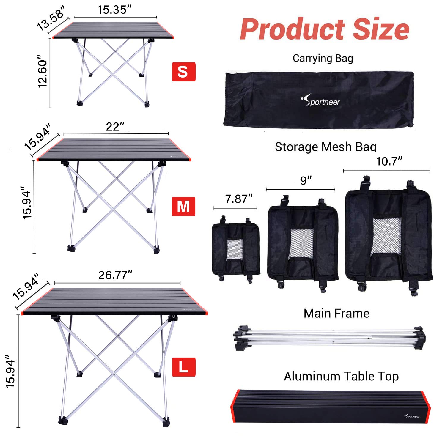 Buy Camping Table, Sportneer Beach Table with Mesh Storage Bag Camp