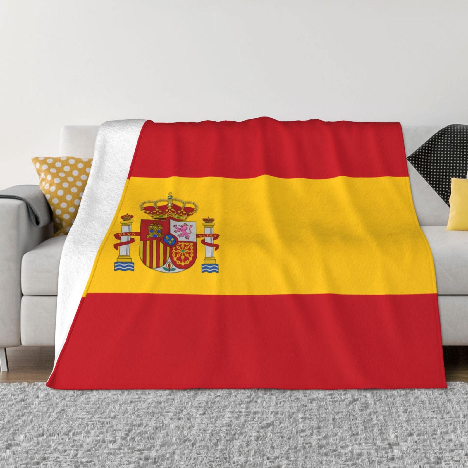 Couverture flanelle drapeau espagnol 127x101 cm pour lit et canapé