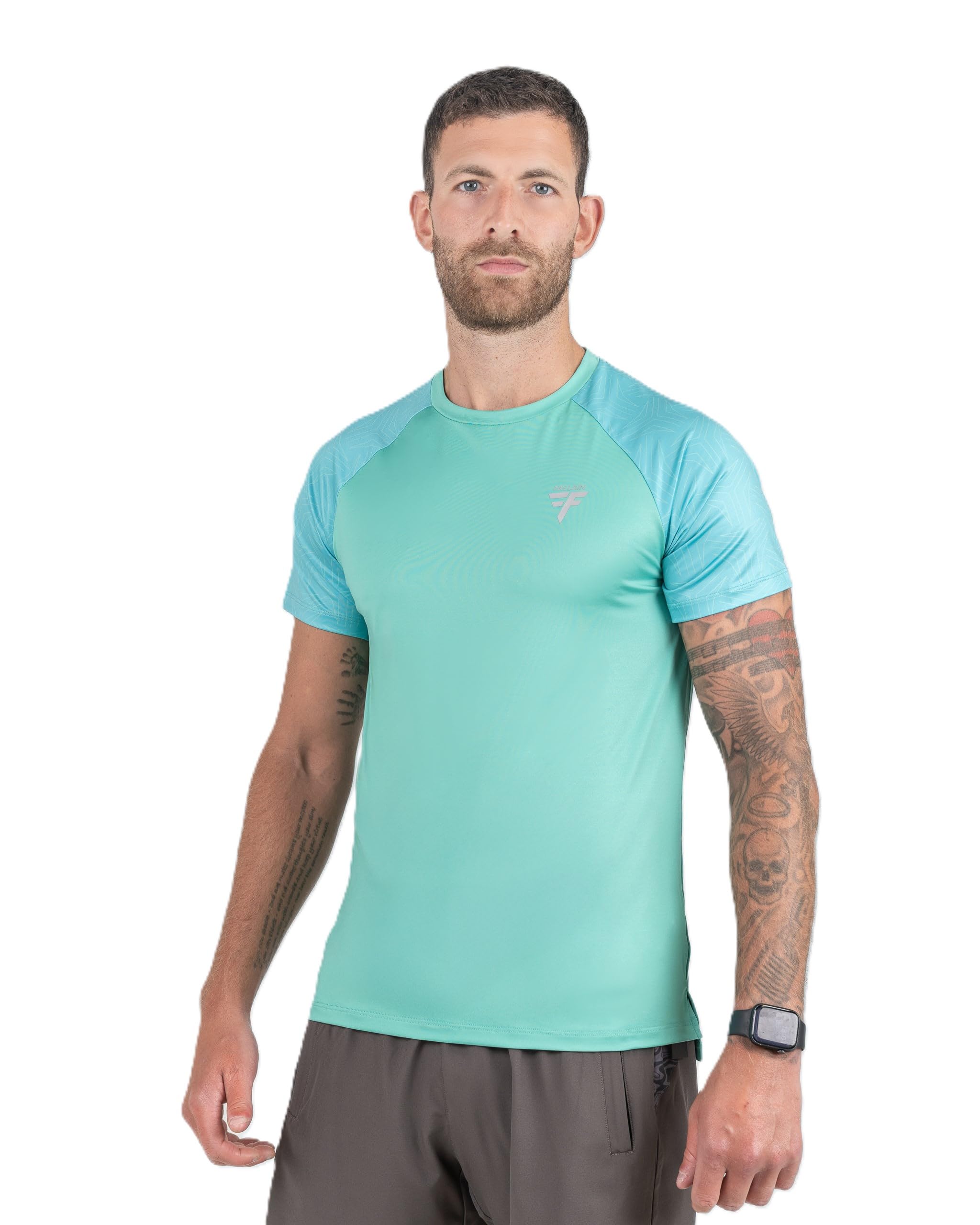 Fallain Fitness Athletic Meannt T-Shirt, Mint Green, XS-XXL, Performance Fit, Celtic Print Design, Polyester-Elastane Blend (UK, Alpha, M, Regular, Regular)