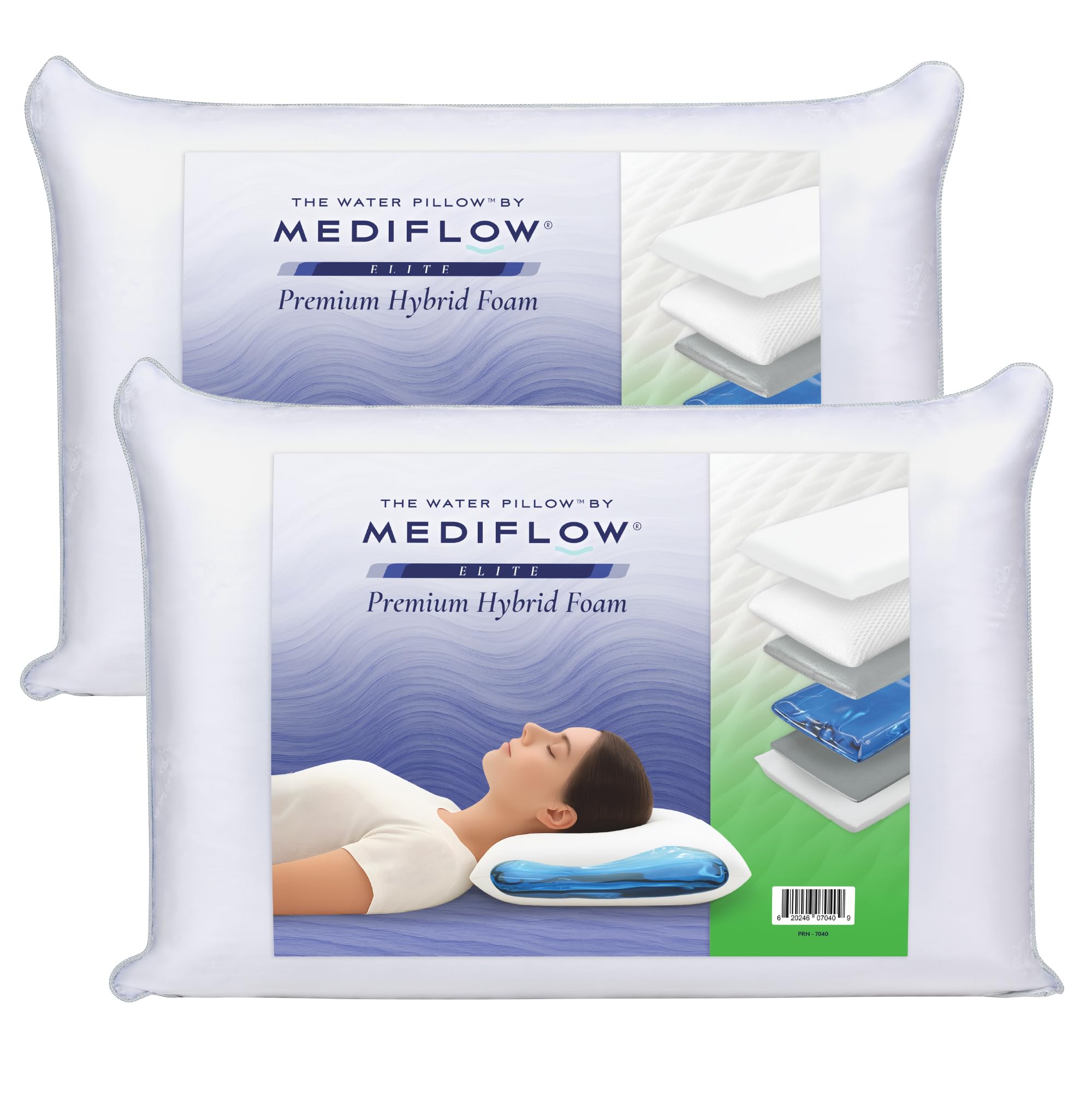 Mediflow White Water Pillow – Elite Hybrid Foam Family (Twin)