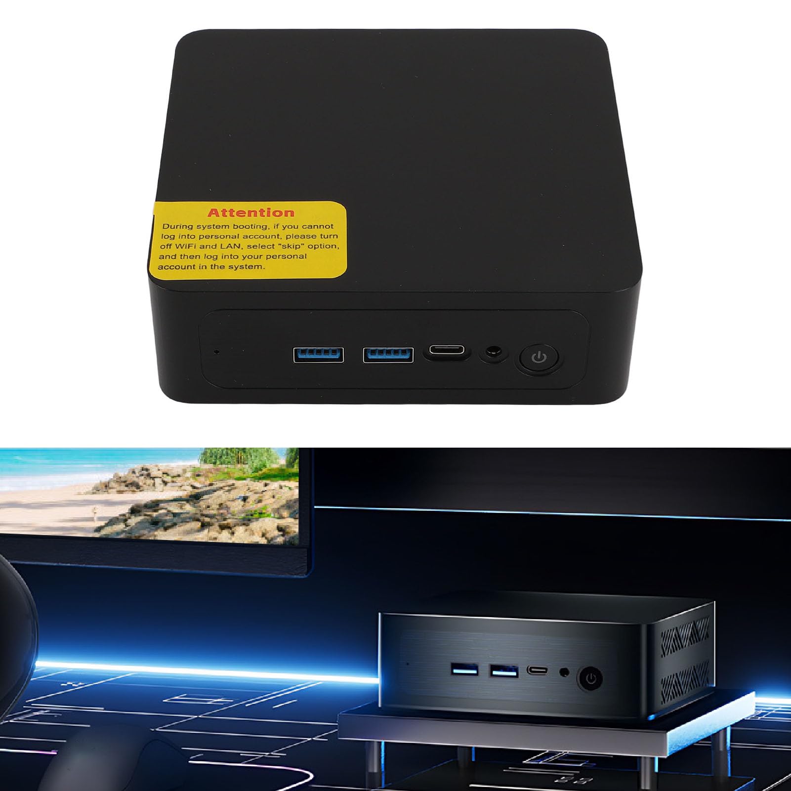 Mały Komputer Stacjonarny Procesor I3 1215U, NVMe PCIe 4.0x4, 9,6 Gb/s Wi-Fi 6E, 5.2, 2.0, USB3.2, TYPE C, materiał Metalowy, Obsługa Grafiki Iris Xe, sieć 1000M, (Wtyczka UE