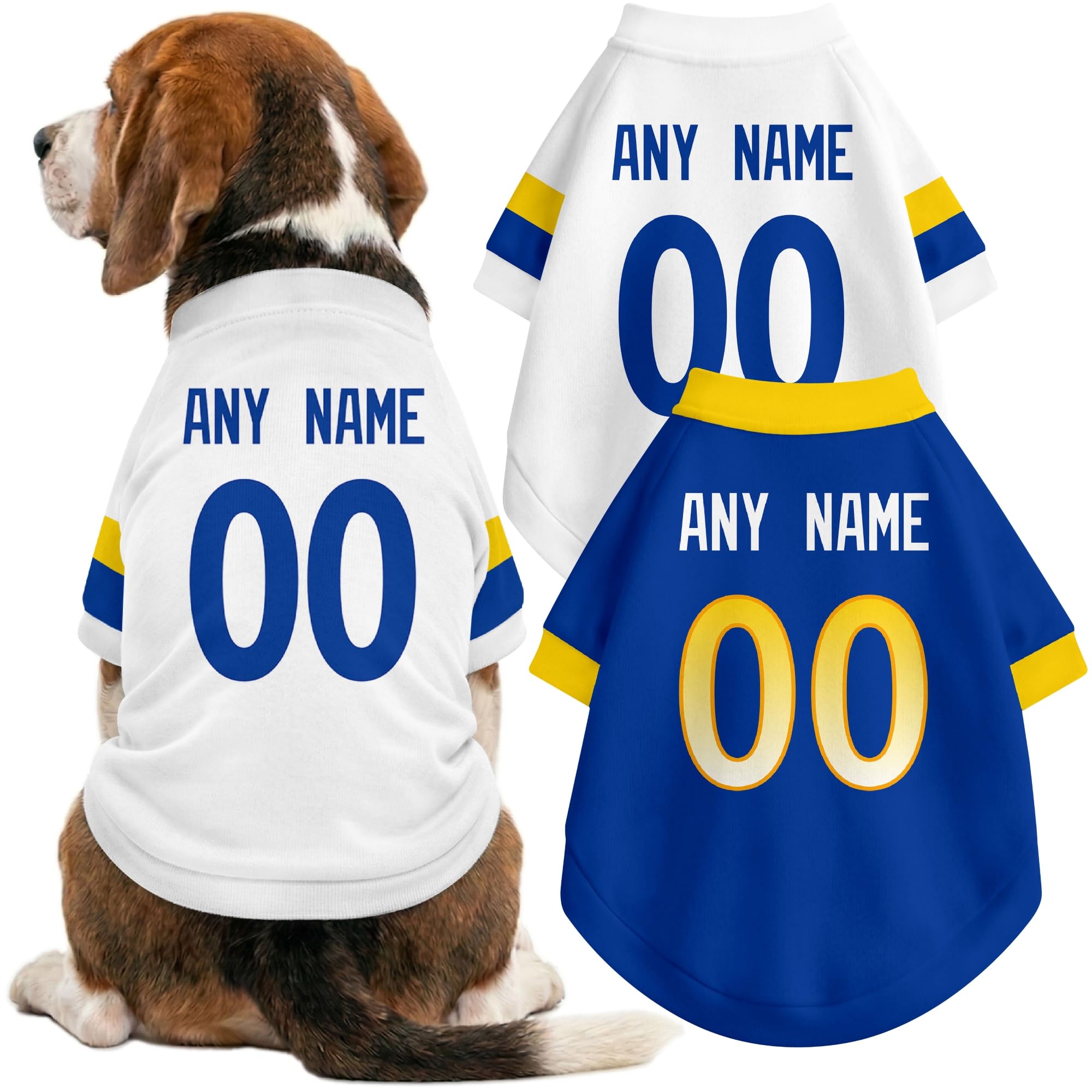 Los Angeles R Dog Clothes Jersey Style Custom Pet T Shirt with Personalized Name Number for Small Medium Large Dogs