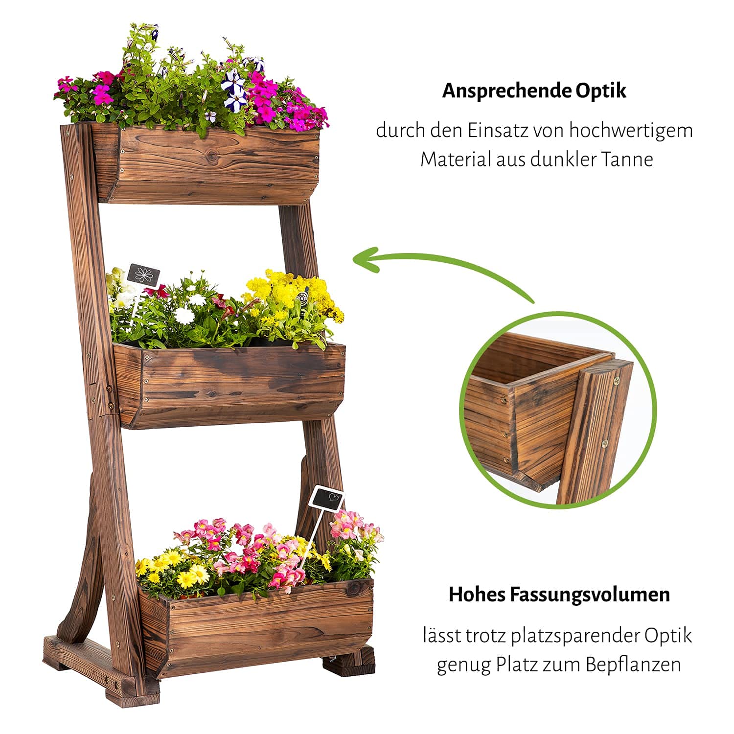 empasa Vertikales Hochbeet Raise 3" Blumenkasten Pflanzkübel Frühbeet
