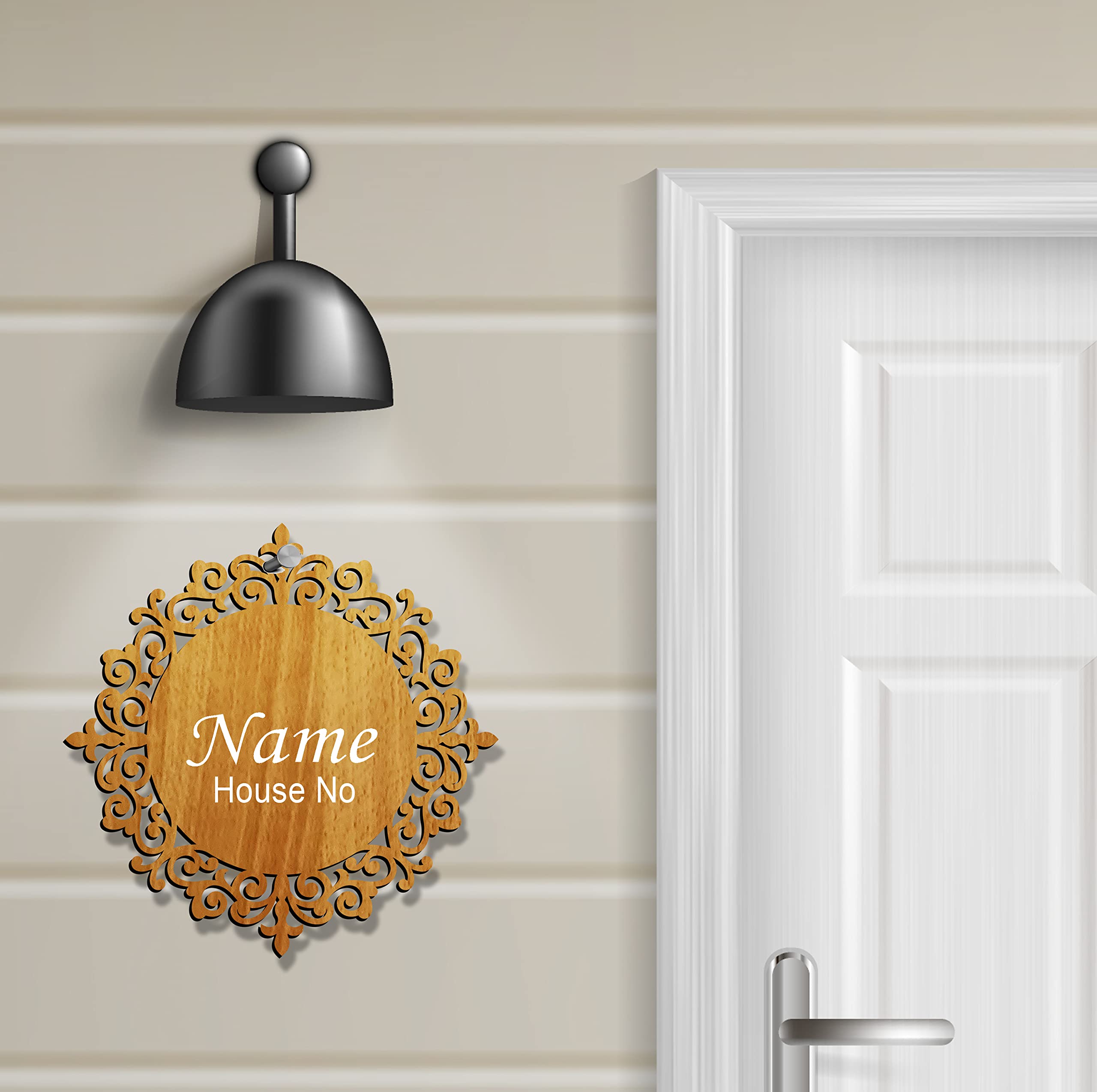 Brown Cloud Personalized Laser-cut UV Printed Engineered Wood Door Name Plate / Plaque (DoorS LBR LC 06) (1 Piece)