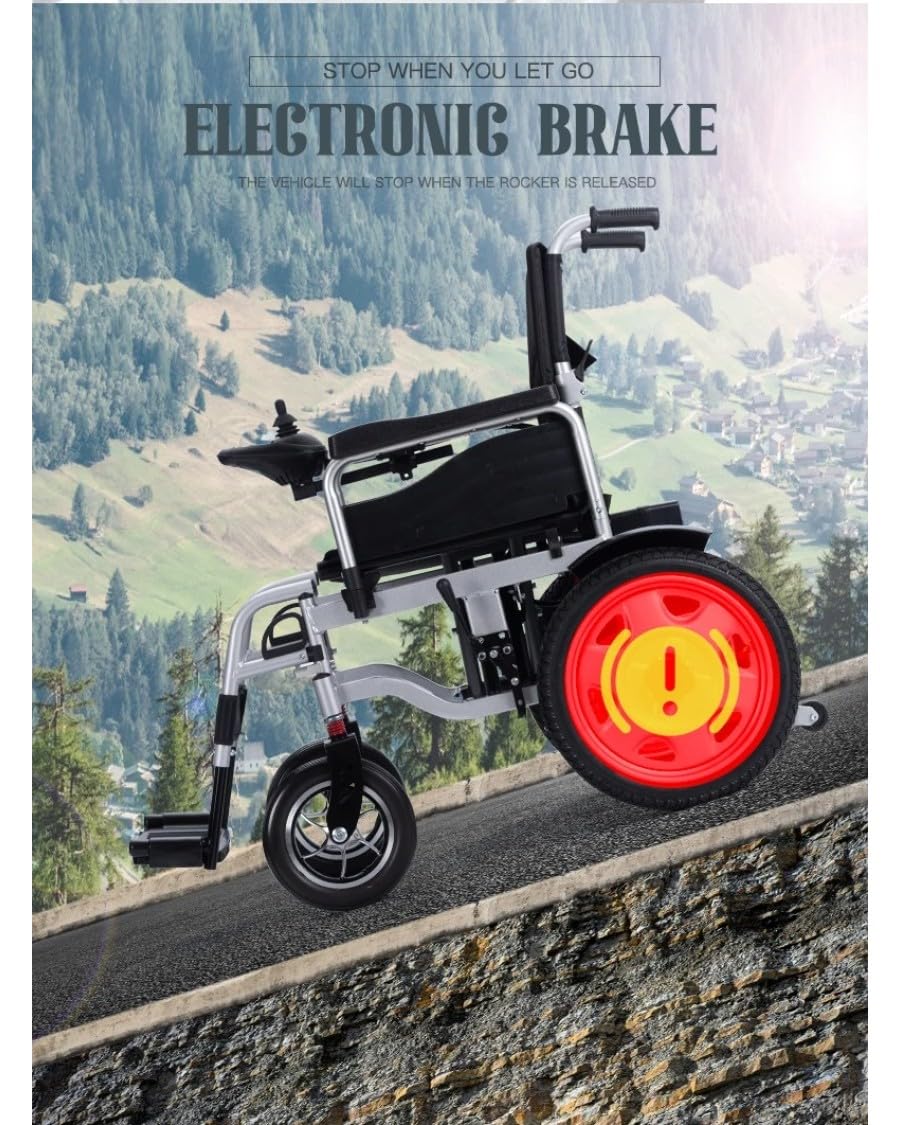Silla de ruedas eléctrica, acero, plegable, 12 Ah, batt hasta 150 kg, silla de ruedas eléctrica de 46 cm de ancho del asiento, motor 2 x 250 W, modelo J27