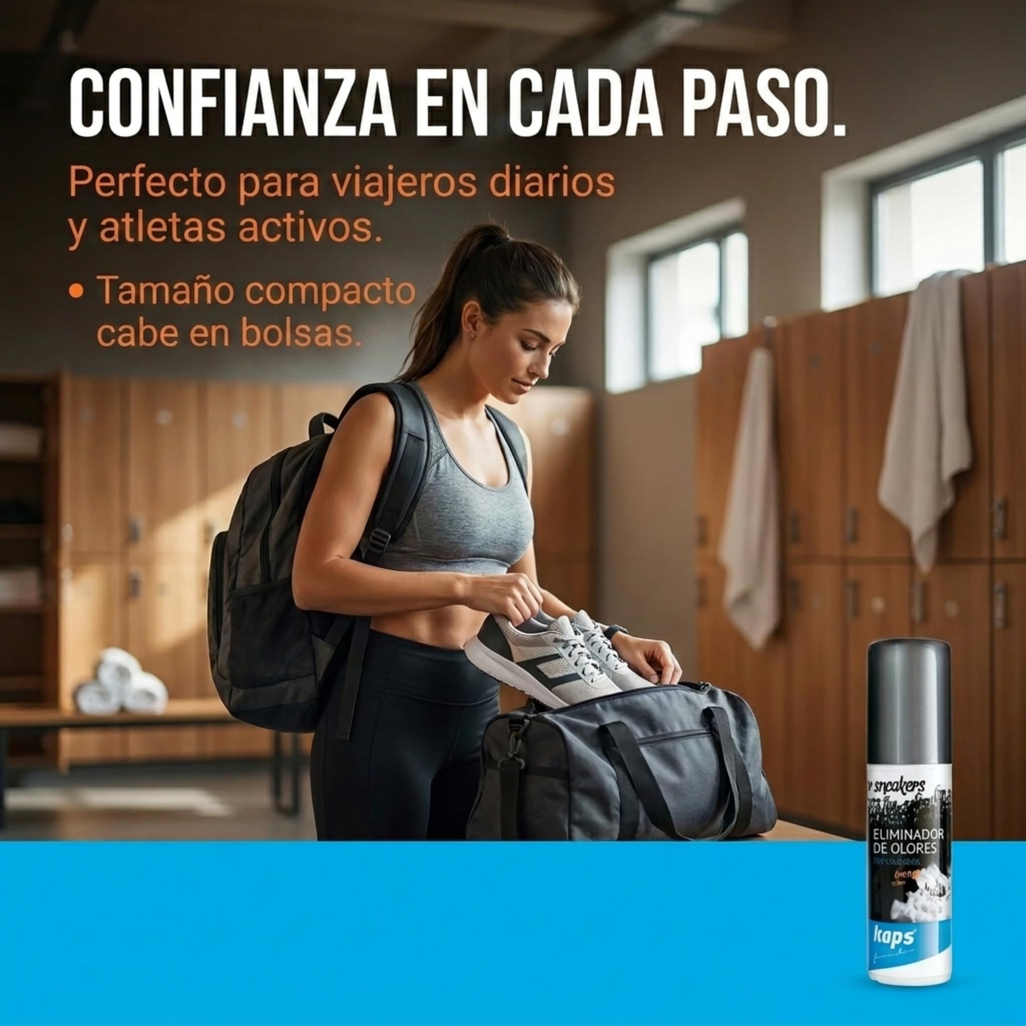 Kaps Desodorante Zapatos para Zapatillas y Calzado Informal, Aroma de naranja, con Nanopartículas de Plata, Eliminador de Olores de Zapatos